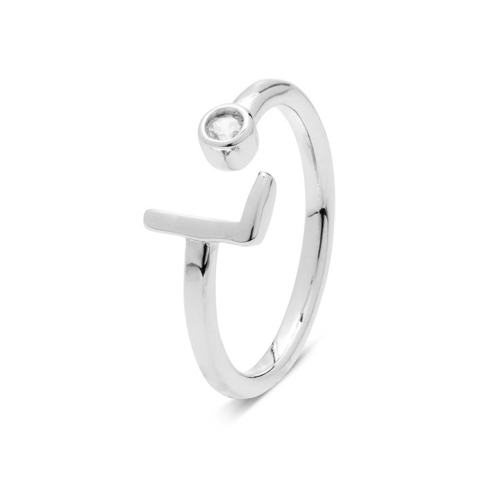 Bague - LUXENTER - Alphabet - Argent 925 - Zircone Brillante - Finition Rhodiée