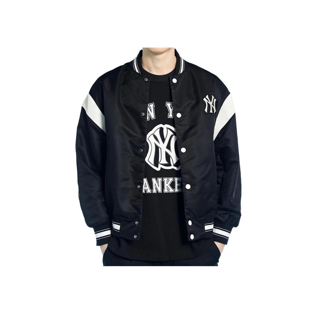 New MLB Nylon Varsity Jackets Coats Unisex Black 3AJPV0331-50BKS