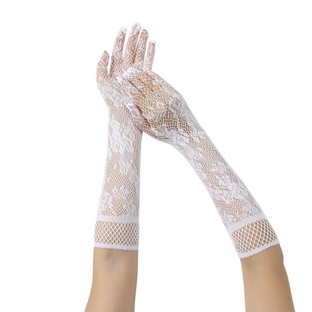 New Elegant Lace Mesh Gloves Ultra-thin Elasticity Long Gloves Sunscreen Gloves Summer