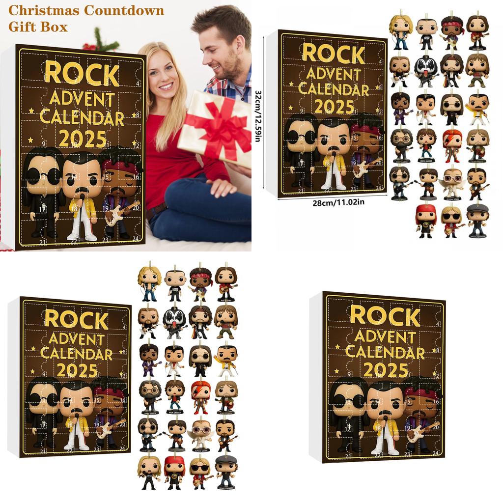 Rocková kapela Vánoční adventní kalendář s akrylovými figurkami pro sváteční výzdobu a obdarování