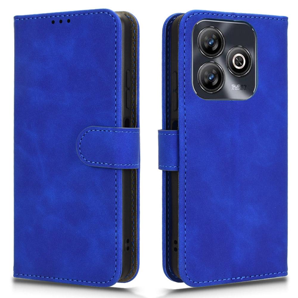 

Кожаный чехол для ZTE Blade A75 4G с приятной на ощупь поверхностью, противоударный, кошелек-книжка с откидной крышкой для телефона Blue