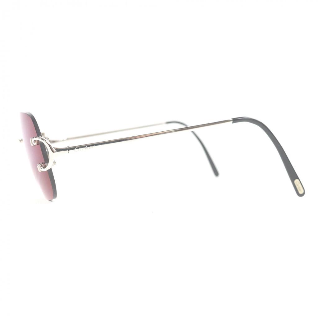 Great Cartier Sunglasses 135 2C Decor Two-Point Silver Mens Used