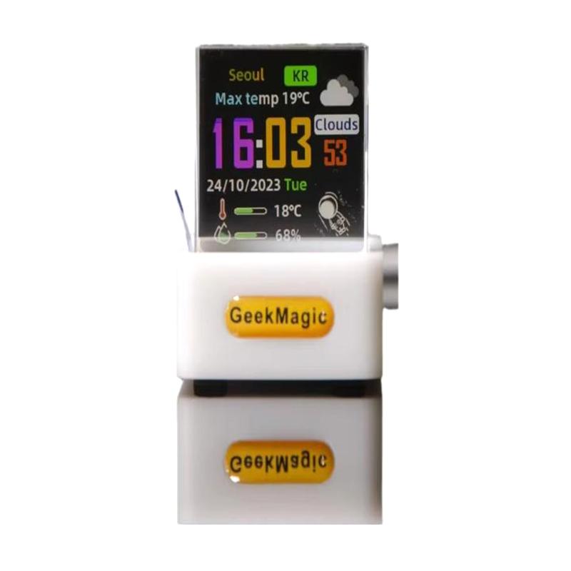 Cube Photo Display Holographic Desktop Smart Weather Station Digital Clock With Gif Animations Album