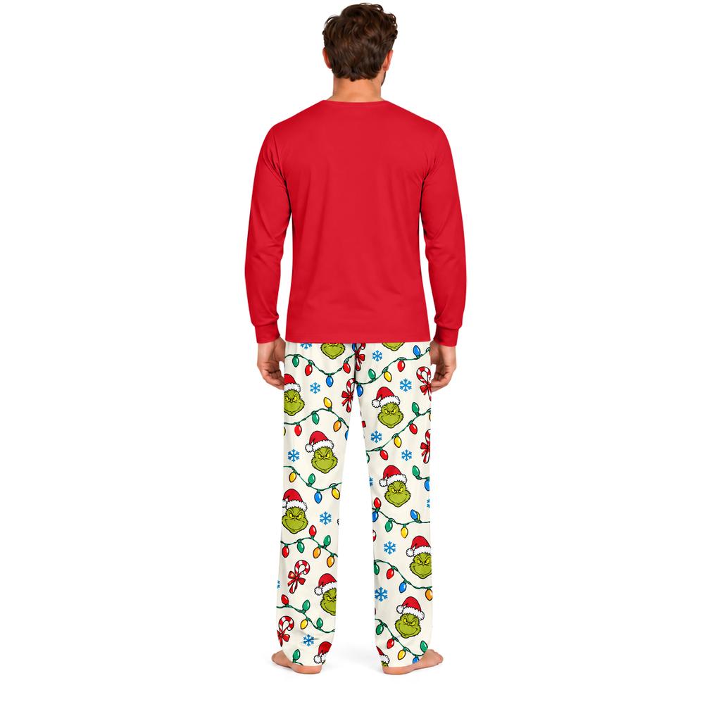 Parent Child Matching Pajama Set Long Sleeve Top and Pants Loungewear Sleepwear Set