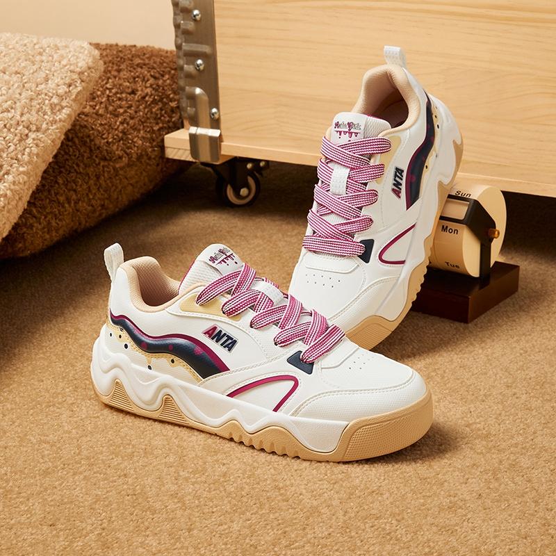 Anta Comfortable Versatile Non-Slip Wear-Resistant Low-Top Kids Skate Shoes Kids Sneakers White Red A22448001-1