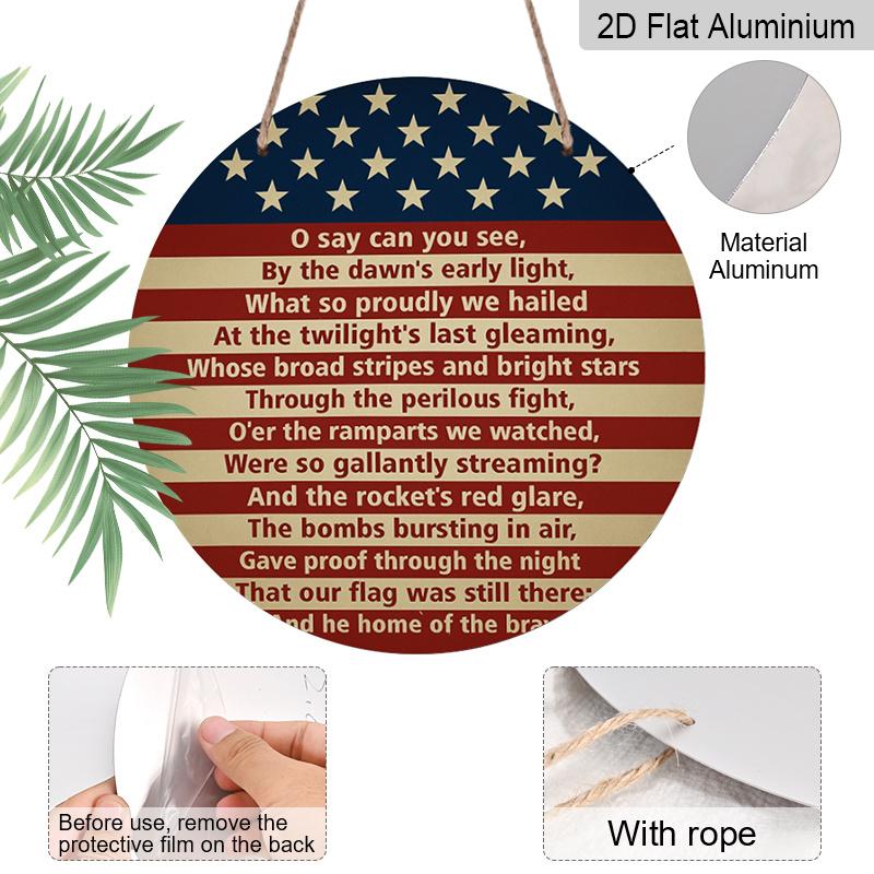 2D Flat 1pc, 8x8 in, Stars and Stripes Themed Metal Signage, Front Door Accent| Decorative Tree Artwork| Textured Metal Surface, Perfect for Room