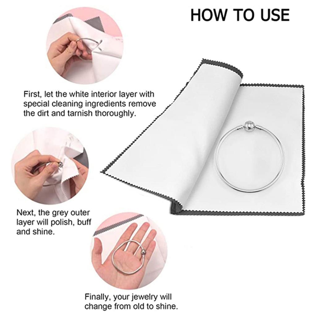 Professional Silver Cleaning Cloth Double Layer Cloths for Jewelry and Metals Double Sided Jewellery Polishing Cloth