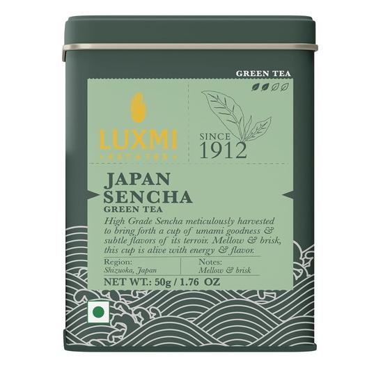 Luxmi Estates Japonský zelený čaj Sencha | Autentická japonská Sencha | Jemný, bohatý a osvěžující prémiový čaj, 50 gramů | Zlepšuje metabolismus