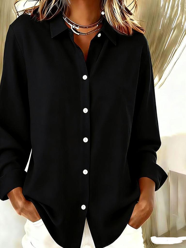 European & American Women's Spring/Summer Lapel Cardigan: Loose Long Sleeve Cotton & Linen Casual Shirt, Versatile for Any Occasion