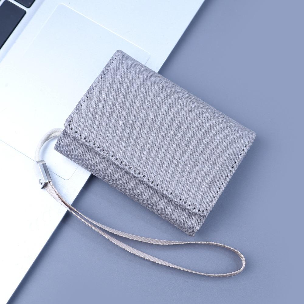 

Vintage Style Canvas Material Men s Short Wallet Black Grey Super Thin Card Holder Cowboy Design Small Wallet Business Use серый