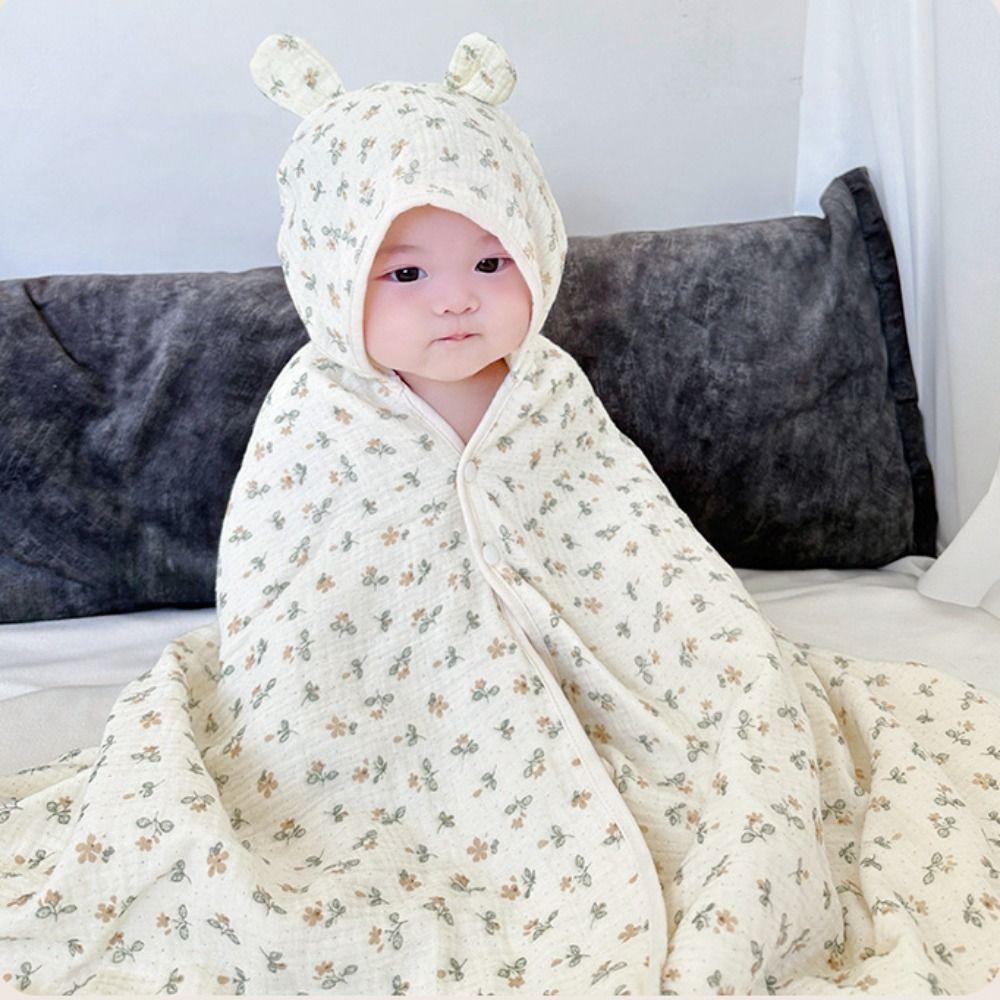 Single Layer Infant Hooded Towel Wrap Blanket Soft Texture Baby Swaddle Cloth  Newborn Care