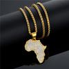 Afrika Kaart Hanger Ketting voor Vrouwen Mannen Goudkleurig Roestvrij Staal Ethiopische Sieraden Groothandel Afrikaanse Kaarten Hiphop Artikel N1279