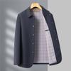 2025 Men's Business Jacket Shirt, Middle-Aged, Spring/Autumn, Solid Color Lapel, Stylish Outerwear for Outdoor Administrative Use.