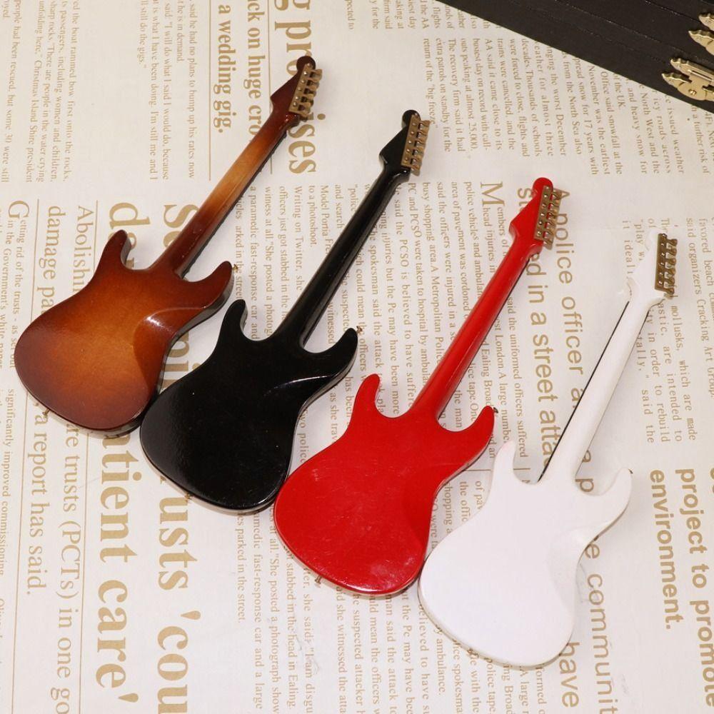 Mini Dollhouse Miniature Guitar Wooden Mini Electric Bass Model Room Decoration