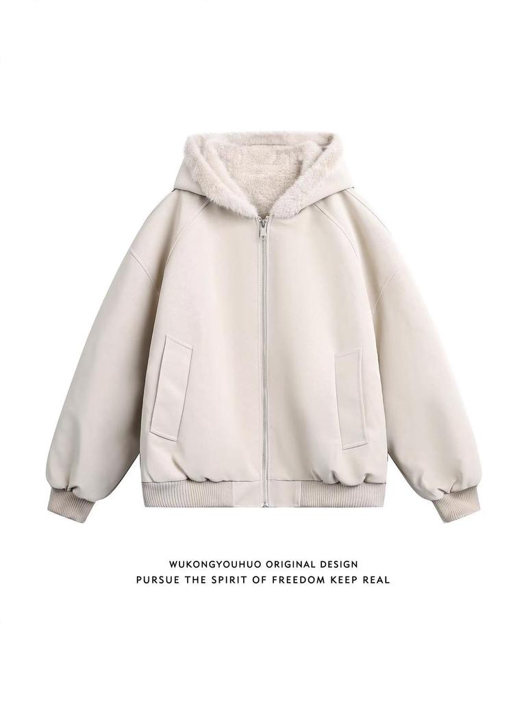 Men's Winter Warm Eagle Fur Collar Hooded Cotton Leather Jacket - Windproof and Short
