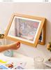 Children's Magnetic Picture Frame with Flip Cover, Holds 150 A4 Sheets, Punch-Free Wooden Design