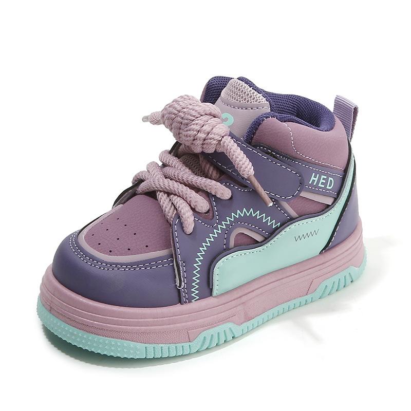 Children's sports shoes 2025 spring and autumn new boys' casual board shoes high-top girls' bread shoes soft-soled baby shoes