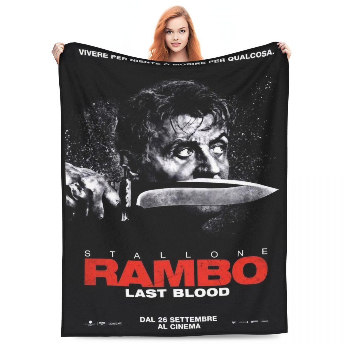 Rambo First Blood Blanket Movie Poster Camping Flannel Throw Blanket Soft Warm Couch Chair Custom Bedspread Gift 30x40in