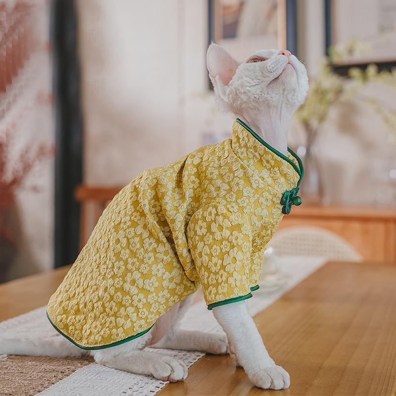 Sphynx Cat Clothes Summer Elegance Cat Cheongsam Lace Skirt Hairless Cat Pet Kitten Clothes Devon Cat Clothes