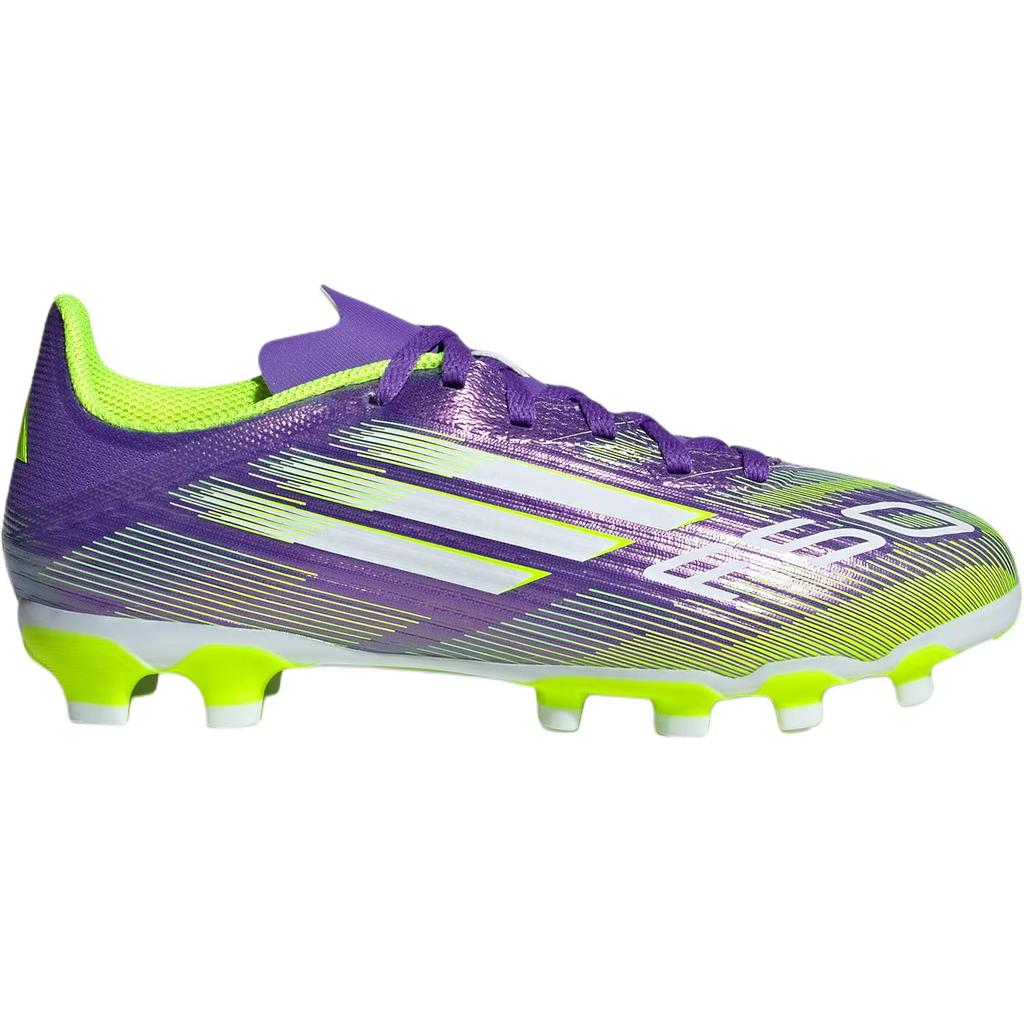 Adidas F50 League MG Versatile Comfortable Stylish Low-Top Kids Football Shoes Kids Football Shoes Purple White Bright-Lemon-Yellow JH7752