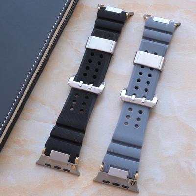 Black Rubber Sports Band for Apple Watch Ultra 49mm Series 10 46mm Soft Loop Strap for Iwatch Series 9 8 7 6 5 4 SE 45mm 44mm