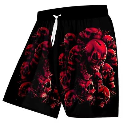 Herren Badehose 3D Totenkopf Print Badeshorts schnelltrocknend Outdoor Freizeit Sporthose Bademode Mode Herrenshorts