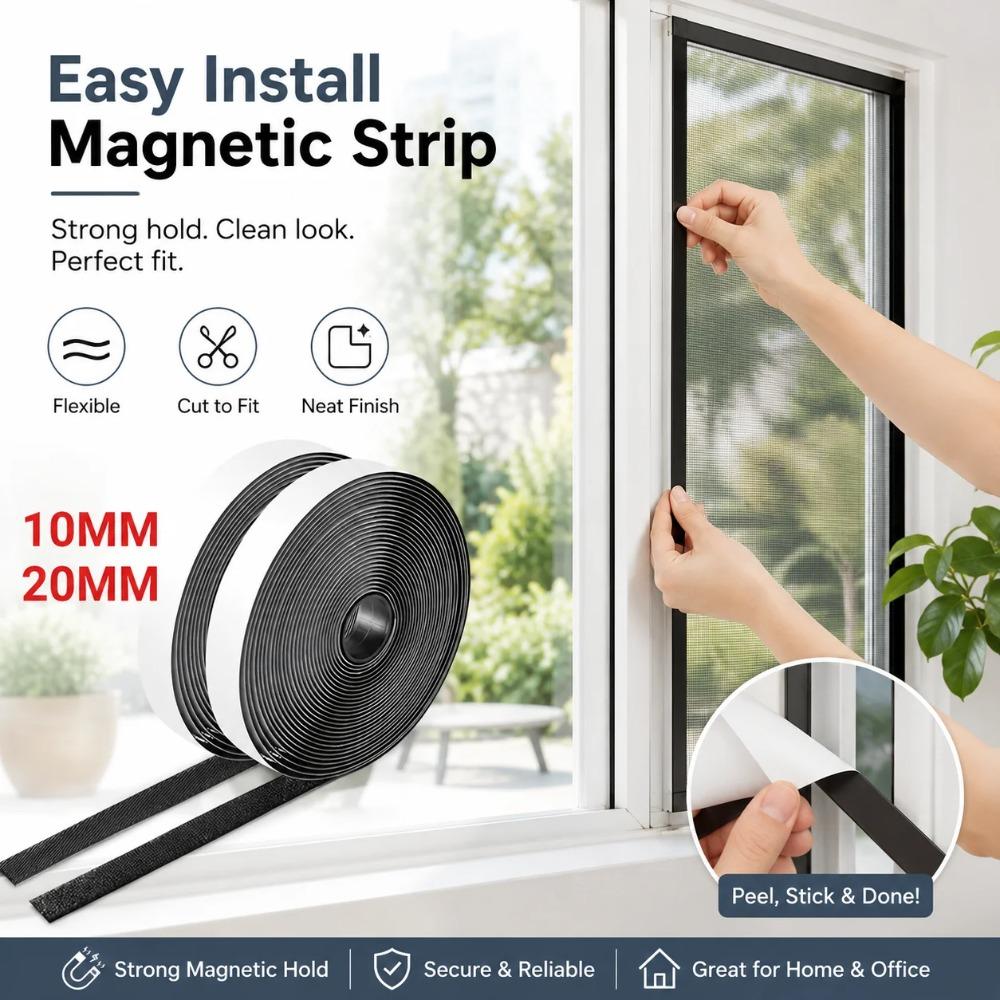 Adhesive Magnetic Strip Tape Roll Flexible DIY Magnet Roll for Wall Fridge Photo Poster Fixing Craft Tool and Home Decoration