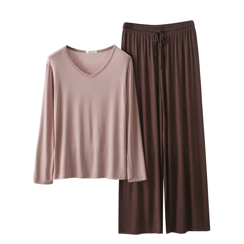 Women's Loose Casual Pajama Sets V-neck T-shirt and Drawstring Pants