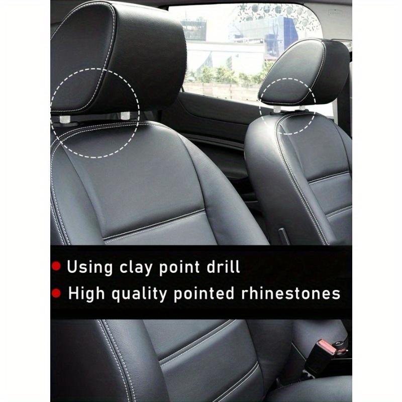 2pcs/Set Rhinestone Decorated Car Headrest Rings, Universal Seat Connector Decorative Rings