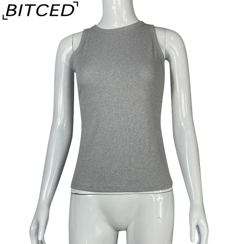 BITCED Women's Summer Solid-Colour Sleeveless Fitted Top