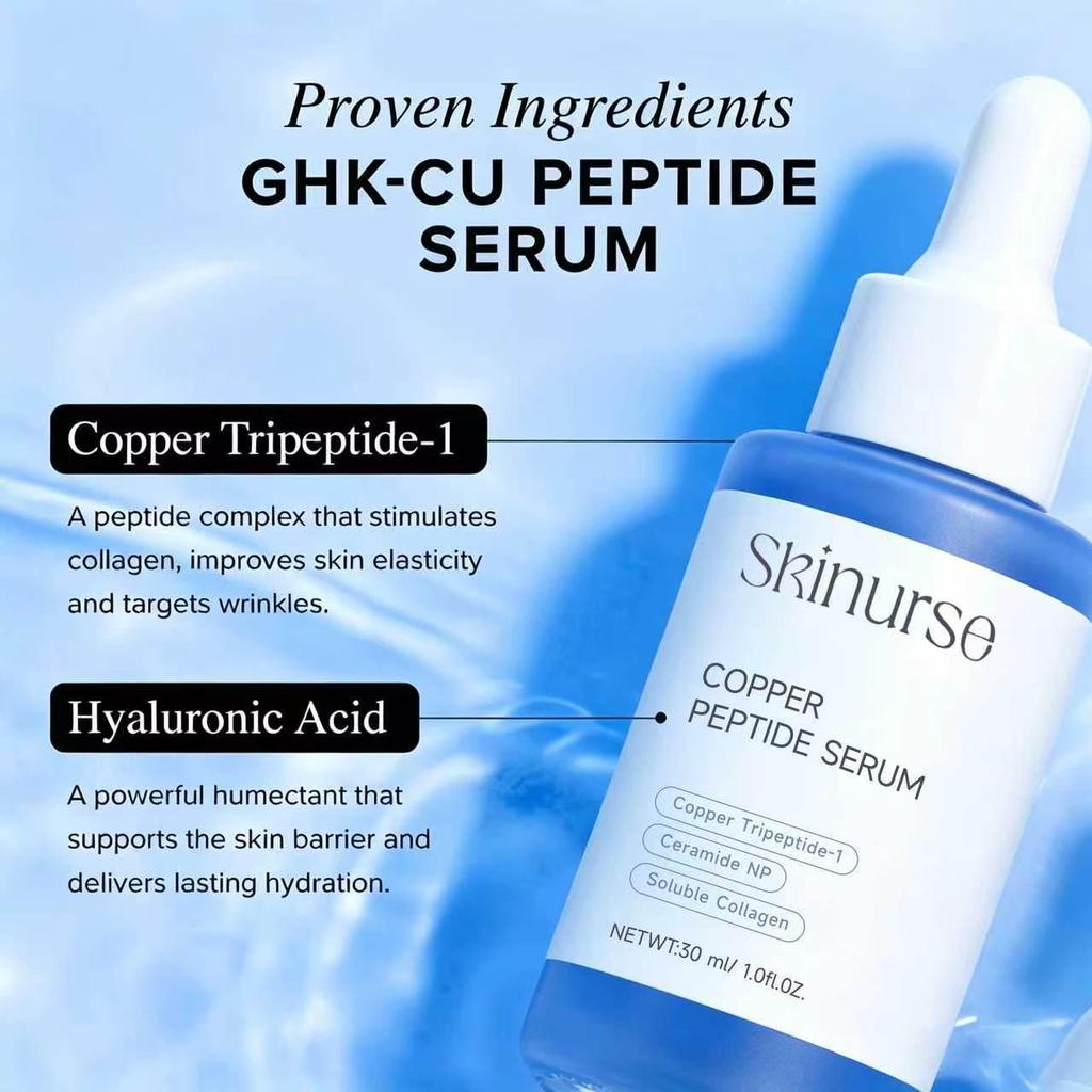 Blue Copper Peptide Repair Serum: Collagen Facial Liquid for Anti-Wrinkle Firming