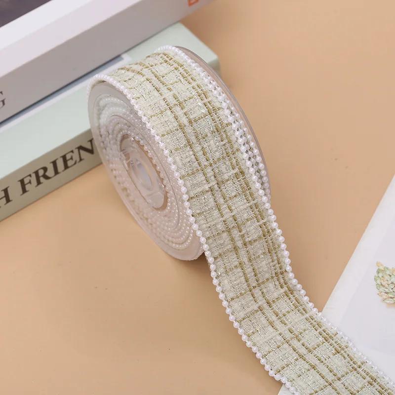 

2Yards Retro Elegant Pearl Edge Ribbon Lace Fabric for DIY Hair Bow Sewing Supplies Gifts Packaging Decor Tirm Crafts Materials 40mm-2yards зелёный