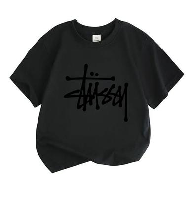 Kids Boys Girls Crew Neck Short Sleeve T-Shirt, 100% Cotton Casual Tee, Stylish Doodle Graffiti Print Soft Breathable Top for Daily Wear School Holida
