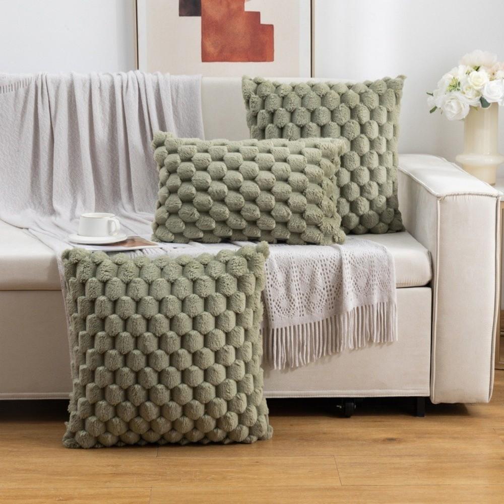 Comfortable Pillow Cover Woven Snowflake Velvet Pillowcase New Pillow Case Protector  Living Room