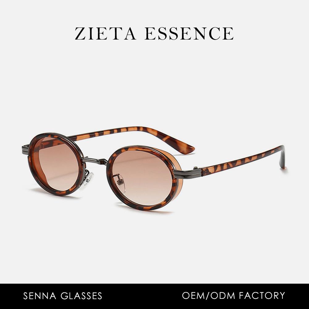 Metal Small Frame Punk Oval Sunglasses Steam Futuristic Retro Sunglasses Women'S Street Shot Glasses