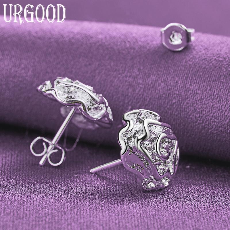 Pendientes de plata de ley 925 con forma de rosa y dijes para boda