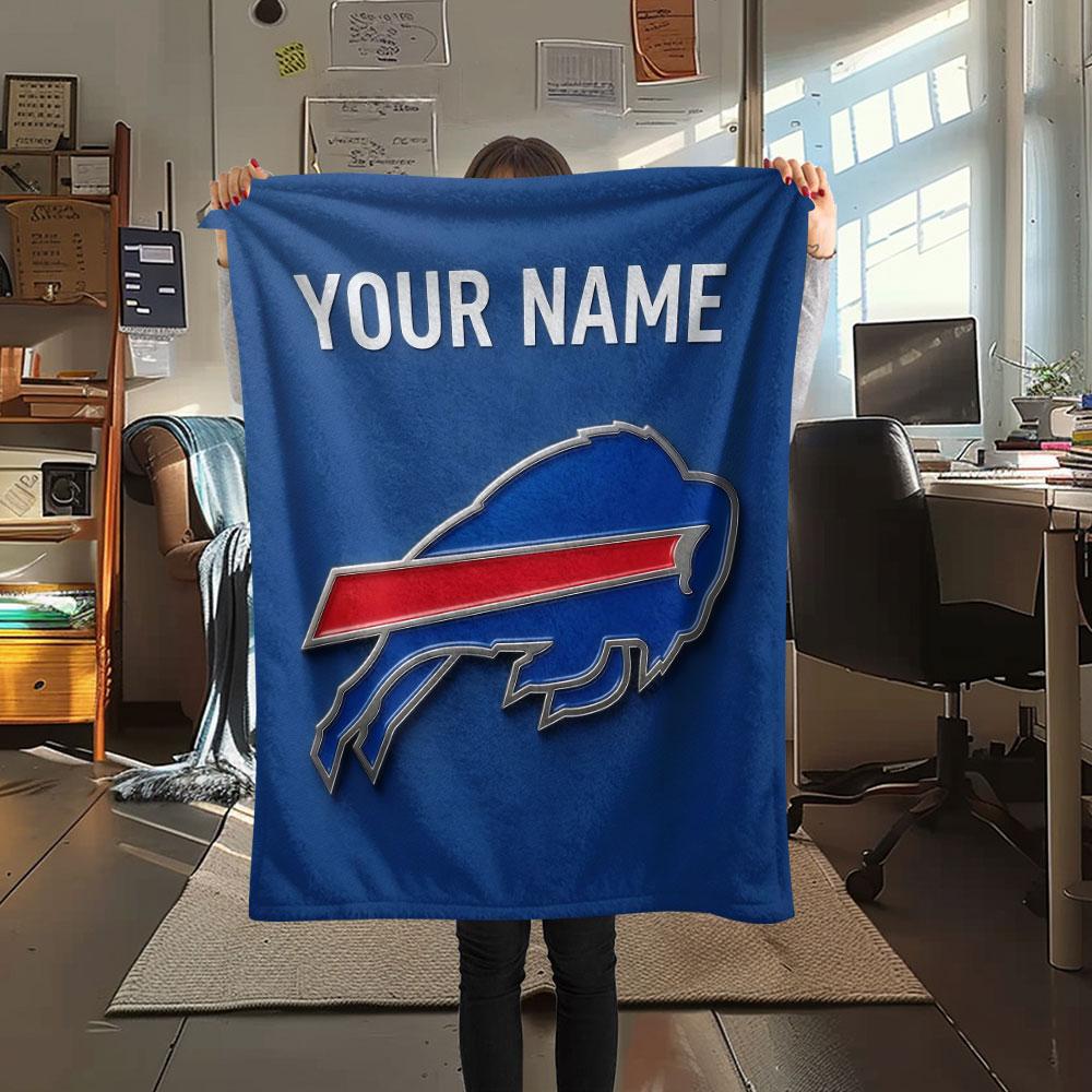 Custom Name,Buffalo Bills Printed Flannel Blanket, soft throw for bedroom sofa, washable, Christmas present, great gift.