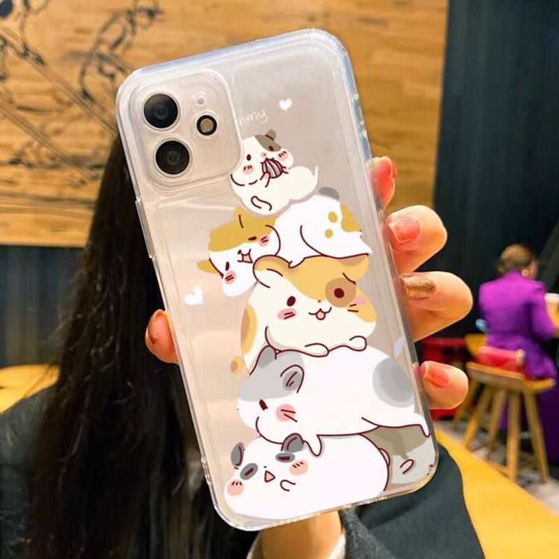Cute Hamsters Phone Case for iPhone 11 12 13 mini pro XS MAX 8 7 6 6S Plus X 5S SE 2020 XR clear case