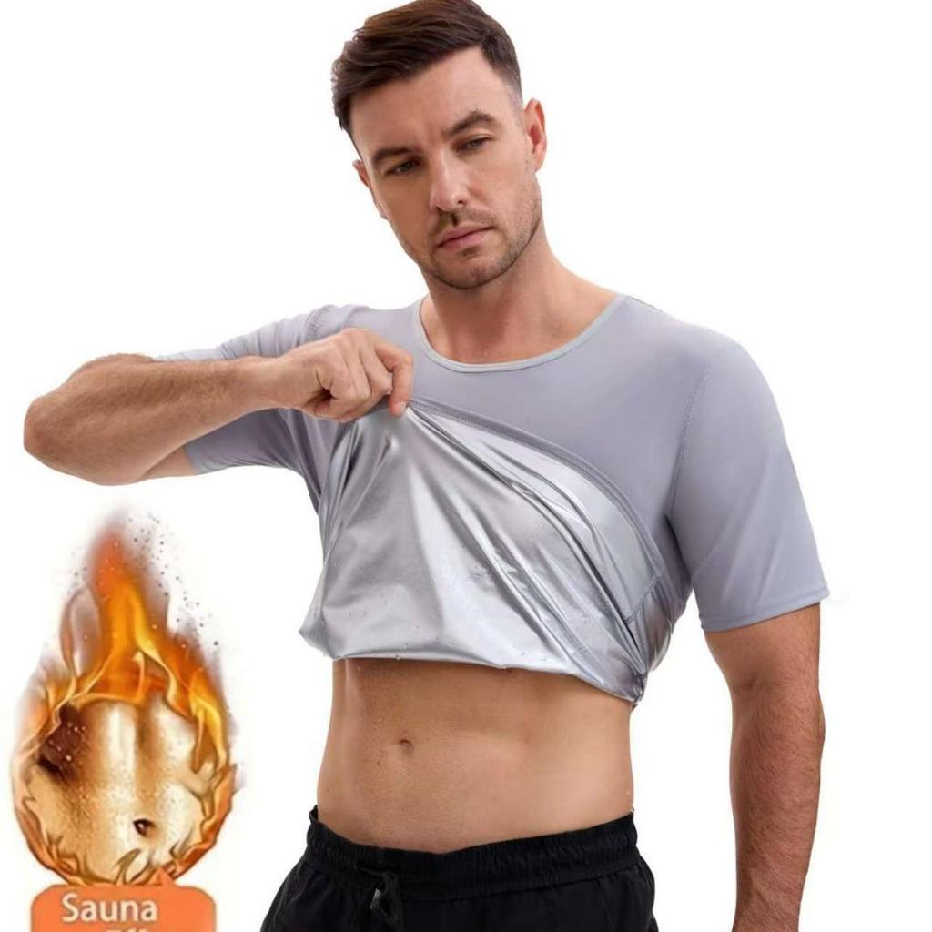Men's European & American Style Sweat-Inducing Body Shaper Tummy Control Corset Short Sleeve Sports Top