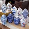 Blue and White Porcelain Tea Canister Ceramic Tea Organizer Box Storage Jars Desk Decoration Tea Jar Coffee Container Teas Caddy