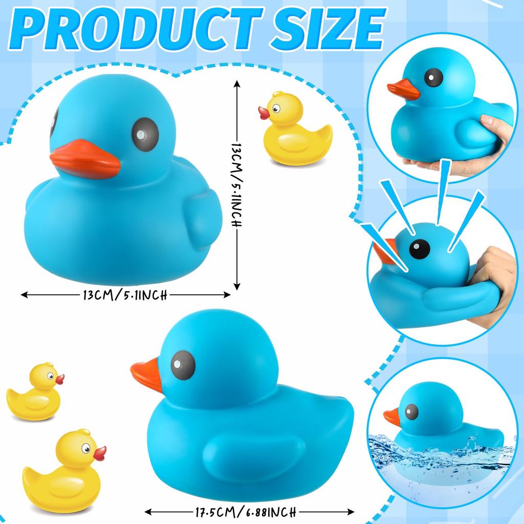 5 Inches Large Rubber Ducks Bulk Large Duck Toy Squeak Rubber Duckie Floating Bath Toy Duck For Birthday Party Decoration Gift