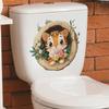 Cartoon Tiger in Tree Hollow Toilet Wall Sticker Self-Adhesive Removable Bathroom Cute Home Decor Art