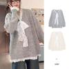 Women's Lace Patchwork Faux Two-Piece Sweater - Loose Fit, Korean Style, Autumn/Winter Knit Pullover