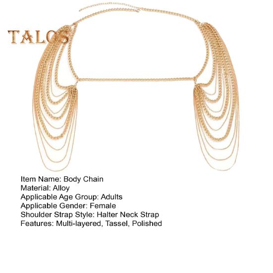 Dámský tělový řetízek Vícevrstvý střapec Ramenní řetízek Rande Večer Noční klub Párty Ramenní šperk Rekvizita pro vystoupení celebrity