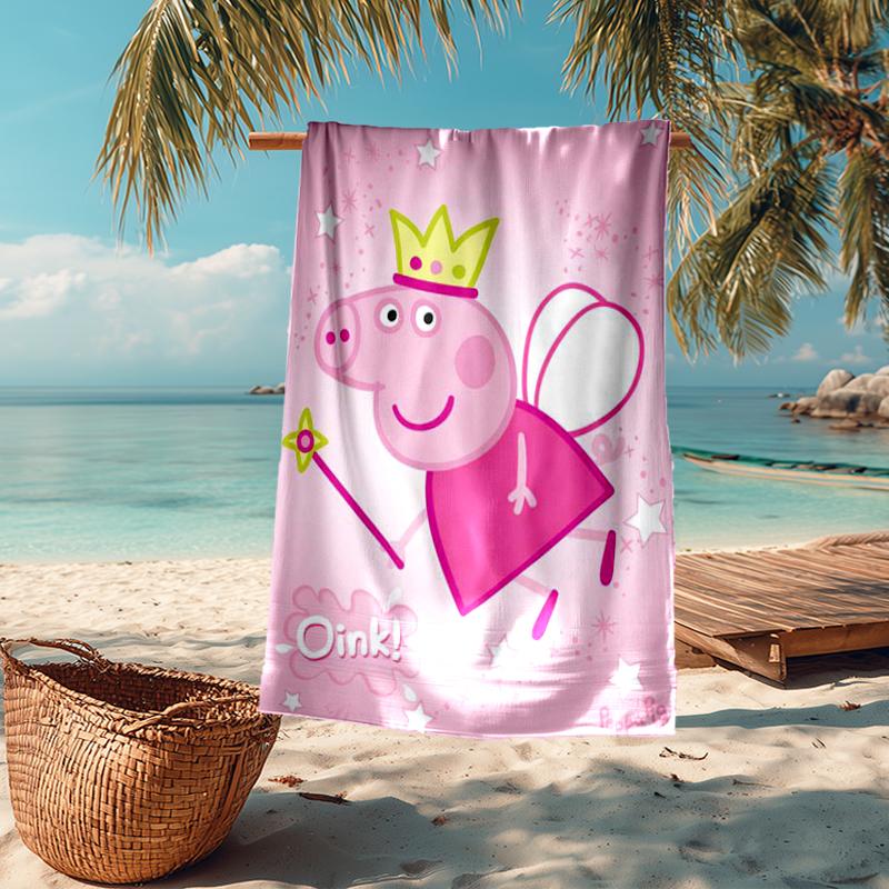Ultra-Soft Beach Towel with Peppa Pig Theme,Ideal for Pool - Camping, Diving - Perfect Travel Essential, Vibrant Beach Towel.