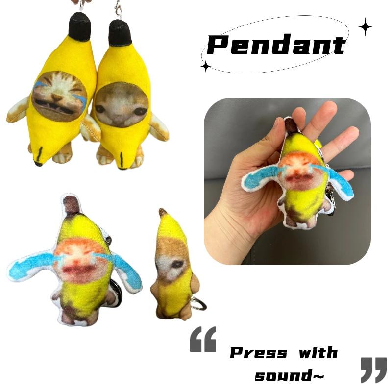 Cute And Soft 20cm Banana Cat Plush Keychain With Sound