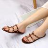 2025 Crystal Flat Slip-On Sandals: Fashionable Studded Summer Outdoor Shoes