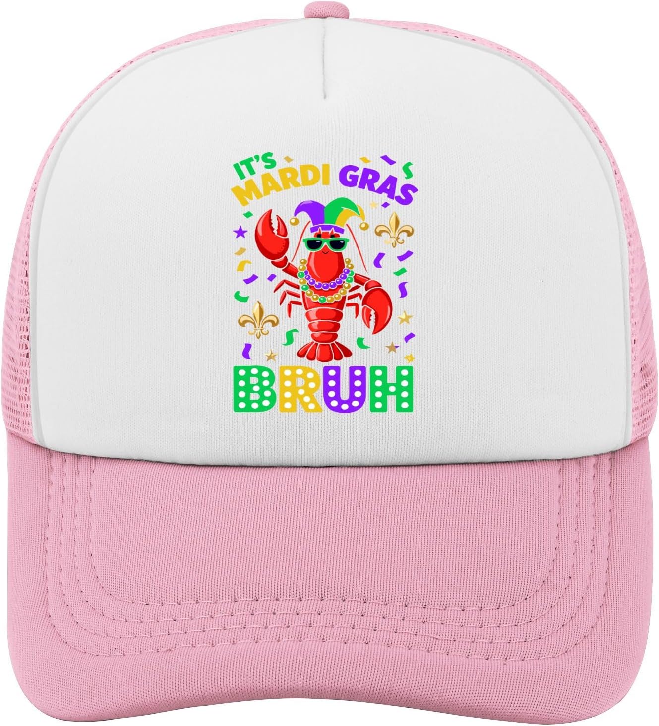 

Mardi Gras Lobster Bruh Trucker Hat Polyester Casual Adjustable Summer Baseball Cap for Adults One Size