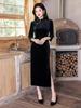 2025 High-End Black Velvet Embroidered Cheongsam for Women - Retro Chinese Style, Perfect for Spring & Autumn Daily Wear