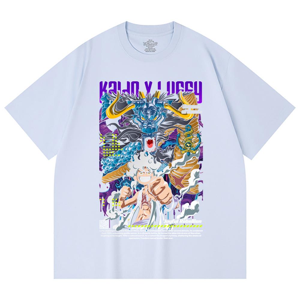 T-shirt Unisex Pesante 100% Cotone 230 g/m² Pezzo Unico Stampa V35 Luffy Kaido